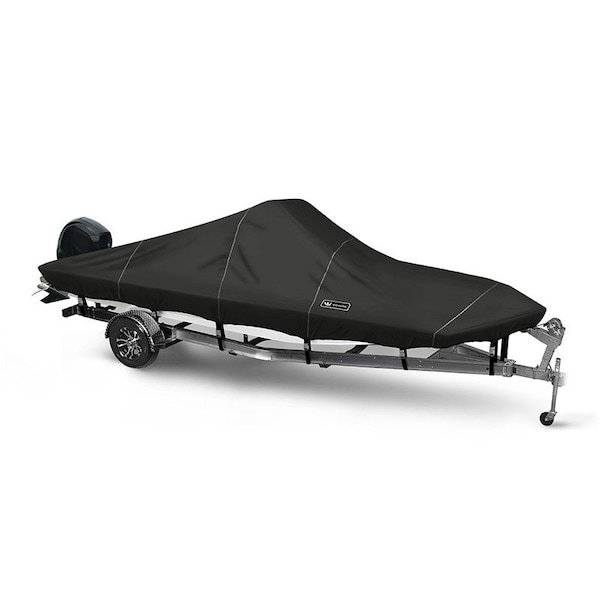 Eevelle Boat Cover JON STYLE BASS BOAT, Outboard Fits 9ft 6in L up to 75in W Black SFJB0975B-BLK - main